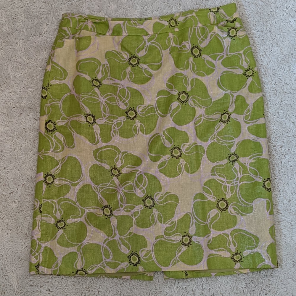 Perry Ellis linen/cotton print skirt